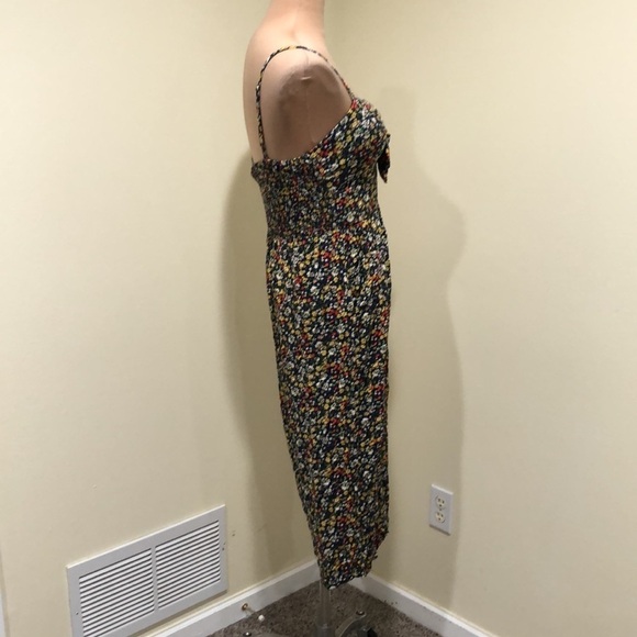 Francesca’s Collection AUW Wide Leg Jumpsuit Size Medium Navy Blue Floral Print - Picture 5 of 12